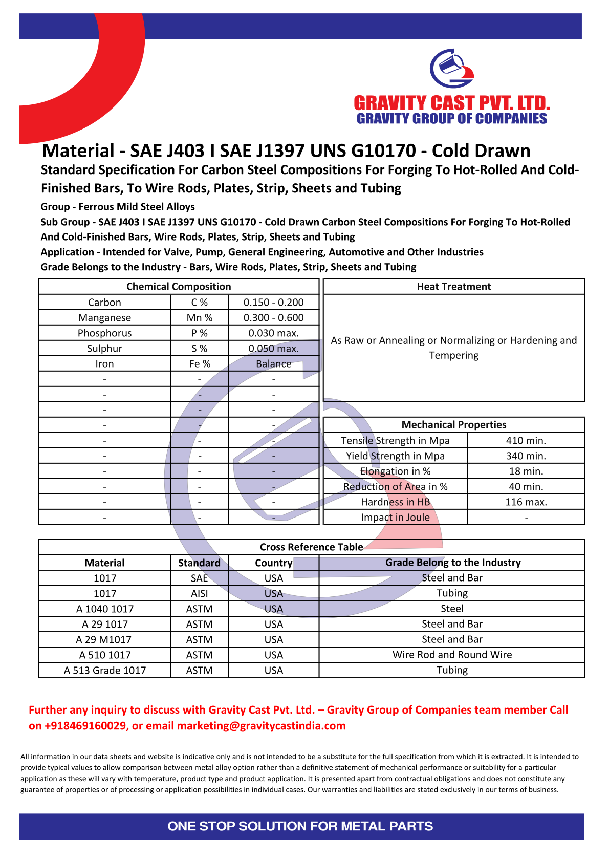 SAE J403 I SAE J1397 UNS G10170 - Cold Drawn.pdf
